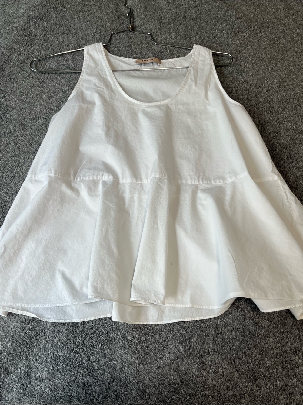 Twin-Set White Flared Peplum Tank Top - Scoop Neck